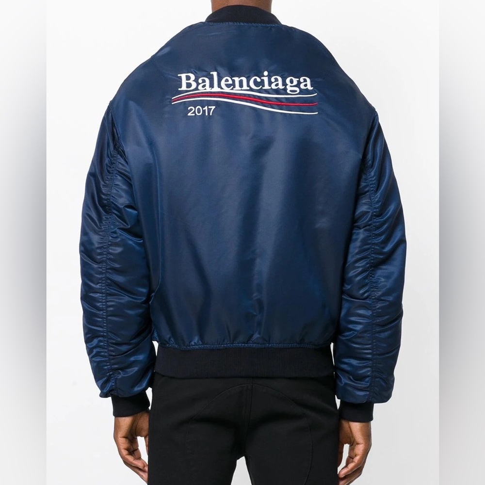 Balenciaga 2017 Minimalist Black Bomber Jacket